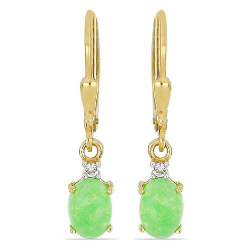 BUY STERLING SILVER NATURAL GREEN JADE GEMSTONE CLASSIC EARRINGS